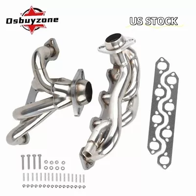 Par de cabezales de colector de acero inoxidable para Ford F150 F250 Bronco 1987-1996 5,8 L V8 Foto 1 de 4