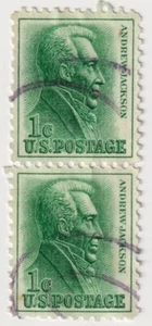 1963 USA - Andrew Jackson - Pair 1 Cent Stamps - Picture 1 of 2