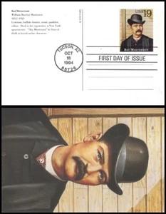 USA3 #UX185 U/A FIRST DAY CARD 2 FDC Legend of the West Bat Masterson - Picture 1 of 1