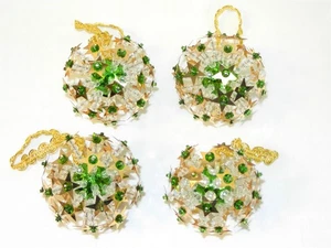 4 spille spille paillettes verde smeraldo e oro ornamenti stella cosmica anni 70 2,25" T330 - Foto 1 di 5