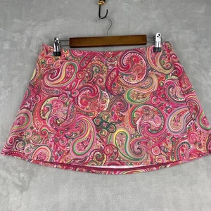 Gonna da bagno donna Lands End taglia 8 rosa paisley nylon elasticizzato copricostume - Foto 1 di 7