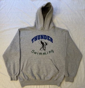 Vintage 90s Russell Athletic Hoodie Sweatshirt Gray Mexico Sz M - Picture 1 of 11