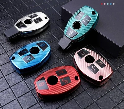 Funda para llave de coche inteligente de fibra de carbono para Mercedes-Benz accesorios Foto 1 de 4