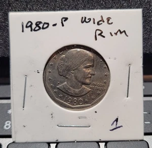1980 P SBA$1 Susan B. Anthony Dollar wide rim , rare - Picture 1 of 2