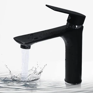 Matt Schwarz/Grau Edelstahl Waschtischarmatur Einhand Waschtischarmatur Wasserhahn - Bild 1 von 25