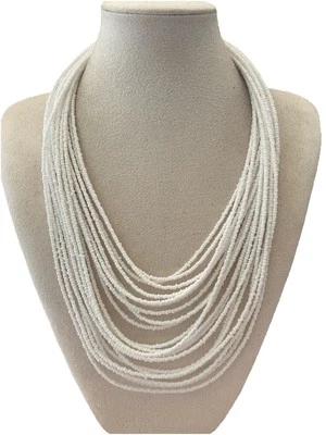 Damenkette Statement Perlenkette Modeschmuck Halskette Collier Weiss - Bild 1 von 4