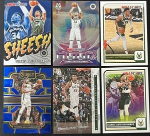 Lotto 6 carte basket Giannis Antetokounmpo Milwaukee Bucks inserto, Sheesh & + - Foto 1 di 6