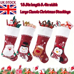 Medias clásicas grandes de Navidad de 18,8" - Papá Noel, muñeco de nieve y reno decoración navideña - Imagen 1 de 13