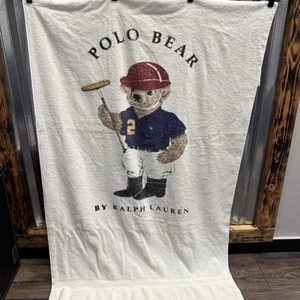 Vintage Ralph Lauren Polo Jockey Teddy Bear Terrycloth Beach Towel 35” X 65” USA - Picture 1 of 4