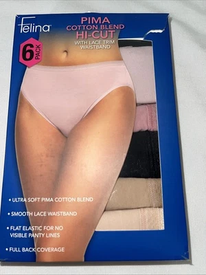 Felina 女式大码高帮蕾丝饰边,6 件装 — 第 1/4 张图片