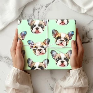 Cute French Bulldog Wrapping Paper Sheet Dog Lover Kids Adults W106 - Picture 1 of 16
