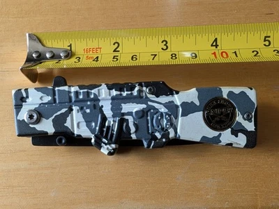 "Navaja de bolsillo de francotirador asistida por resorte camuflaje de invierno 8"" abierta con clip para cinturón" Foto 1 de 4