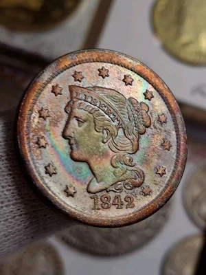 Old Novelty-Restrike Bronze Large Liberty One Cent 1842 Amazing Tinted. - Image 1 of 4