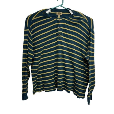 Foundry Shirt Mens 4XLT Green Gold Striped Long Sleeve Henley Big Tall Casual - Image 1 of 4