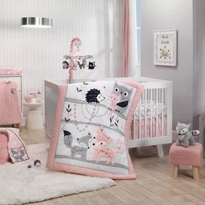 Lambs & Ivy Forever Friends 4-Piece Nursery Crib Baby Bedding Set - Blue, Pink - Picture 1 of 11