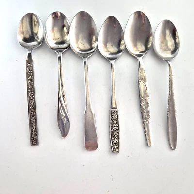 Vintage Dessert Spoons Stainless Steel Assorted x 8 Dining Cutlery Mixed Lot - Image 1 of 4