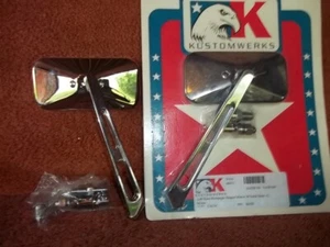 Kustomwerks LEFT & RIGHT CUSTOM MIRROR RECTANGULAR SLOTTED STEM New in Package - Foto 1 di 4