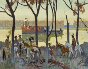 John Philip Falter Missouri River Traders Canvas Print 16 x 20 - Picture 1 of 3