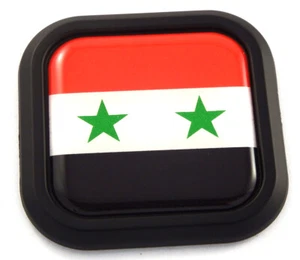 Syria Flag Square Black rim Emblem Car 3D Decal Badge Hood Bumper sticker 2" - Imagen 1 de 7