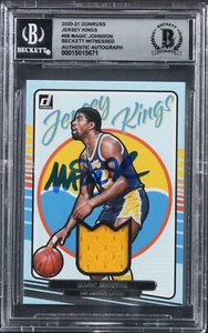 Lakers Magic Johnson Signed 2020 Donruss Jersey Kings #58 Card Auto 10! BAS Slab - Picture 1 of 2