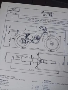 SIMONINI RS 125 FORNETTI MARANELLO SCHEDA Omologazione ORIGINALE 1976 ASI FMI - Imagen 1 de 4