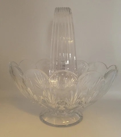 Vintage Large Royal Limited 24% Lead Crystal Basket Czech Republic Over 4 Lbs Cover