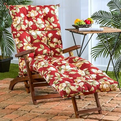 Cojín para silla de salón chaise 72" acolchado acolchado acolchado patio terraza piscina almohada floral rojo Foto 1 de 4