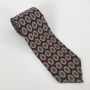 Kenneth Cole Tie Mens 100% Silk Made in USA Burgundy/Beige/Blue Geometric - Picture 1 of 7