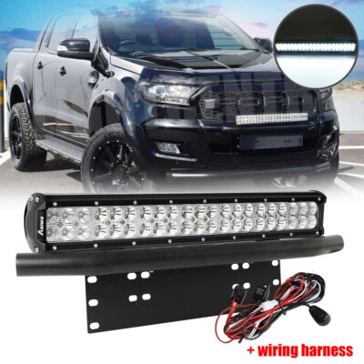 20inch LED Work Light Bar Flood Spot + 23'' License Plate Mount Bracket + Wire - Image 1 of 4