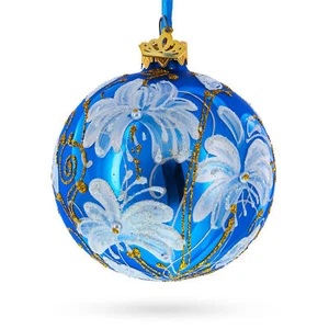 White Lilies Flowers Glass Ball Ornament - Picture 1 of 4