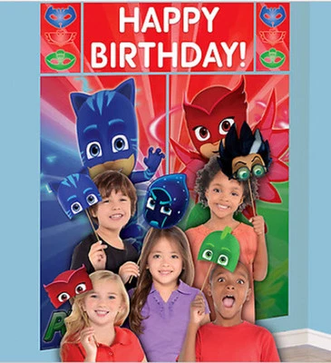 PJ MASKS birthday party Scene Setter & photo booth kit Catboy Owlette Gekko 17pc - Image 1 of 4
