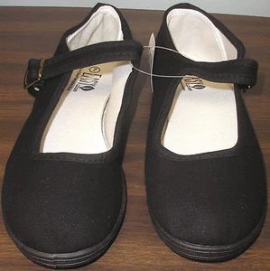 Zapatos de yoga de lona de algodón Mary Jane Ballet - hechos en China - negros - Imagen 1 de 6