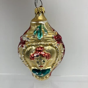 "Adorno de vidrio soplado de Navidad con flor busto en relieve para mujer vintage, 3,5""" - Imagen 1 de 10