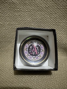 Paperweight Punch Studio Crystal Letter "A" Monogram France Purple Pink - Picture 1 of 8