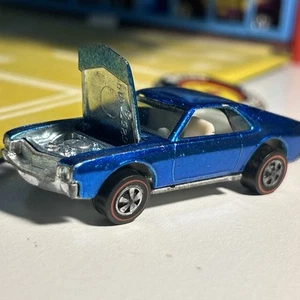 🔥 1969 Redline Hot Wheels Custom AMX Blue USA Ungraded C7+ w/ Orig Button RARE! - Picture 1 of 11