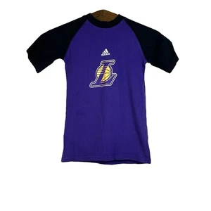Vintage Adidas Los Angeles Lakers Colorblock Purple Black T-Shirt Y2K Size S (8) - Picture 1 of 10