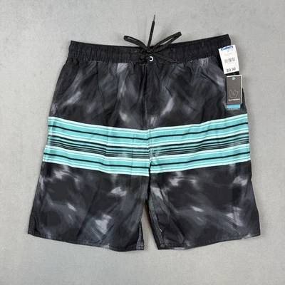 Burnside Para Hombre XL Cintura Elástica Verde Rayas Corto Bañador Pantalones Cortos Malla Forrado Foto 1 de 4