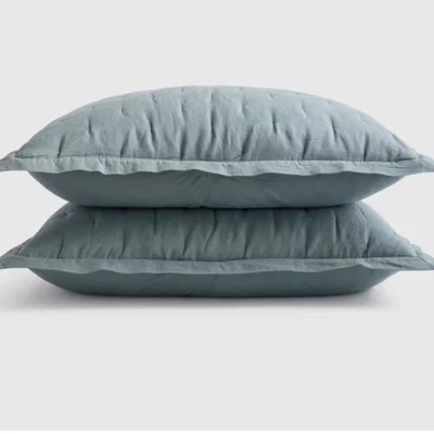 NWOT Quince European Linen Dream Standard Sham Set In Dusty Blue - Image 1 of 4
