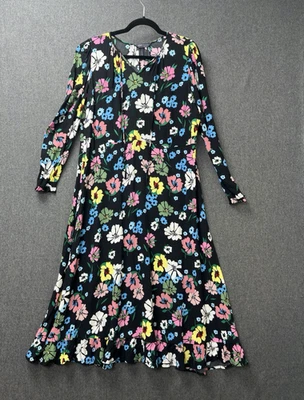 Marks & Spencer dress size 18 winter floral print midi frilled hem multi colour - Image 1 of 4