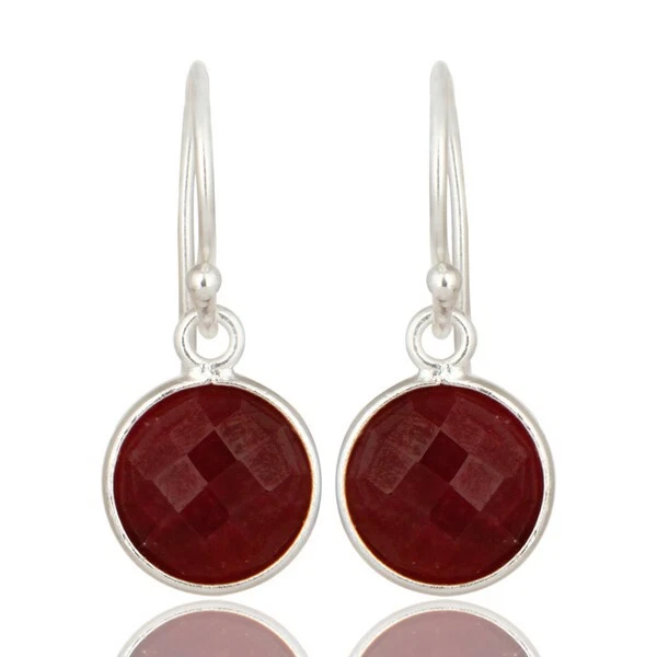 Natural Ruby Corundum Gemstone Drop Purplish Red Earrings 925 Sterling Silver - Image 1 of 4