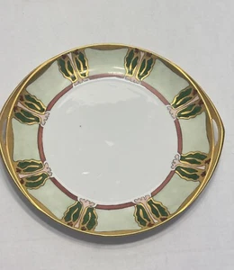 Rosenthal Donatello Bavaria Arts &Crafts Stylized Flower Gold 2 Hndld Cake Plate - Picture 1 of 5