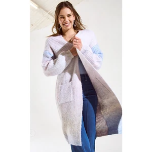 Audrey Parks Elaine Fuzzy Long Cardigan Pastel Womens Medium Open Front Duster - Picture 1 of 16