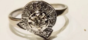 Vintage 14k Solid White Gold Natural Diamond Ring - Discounted - Picture 1 of 8