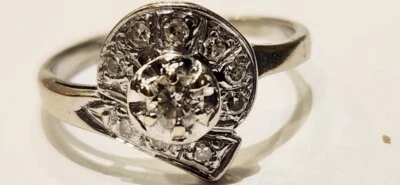 Vintage 14k Solid White Gold Natural Diamond Ring - Discounted - Image 1 of 4