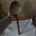 primitive carved wooden spoon long big size 30's