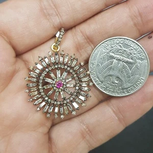 Ciondolo di design in argento sterling 925 con pietra preziosa rubino regalo ... - Foto 1 di 6