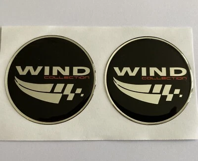 RENAULT WIND COLLECTION SIDE PANEL WING CENTRE CAP STICKERS DOMED BLACK X2 70mm - Image 1 of 4