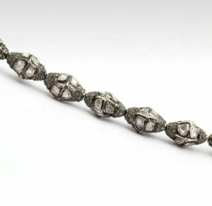 Polki Spacers Beads 925 Silver Oval Shape Diamond Jewelry Findings Supplies. - Picture 1 of 12