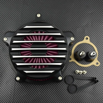 Chrome Stripe Air Cleaner Red Air Filter Fit For Harley Touring Road Glide 08-16 - Image 1 of 4