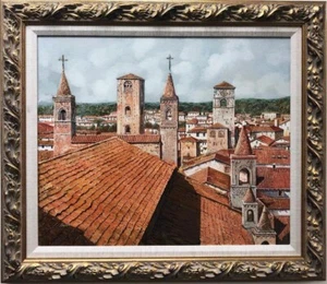 Guido Borelli "Alba" HAND SIGNED ORIGINAL OIL FRAMED ART Italian Church Catholic - Picture 1 of 5